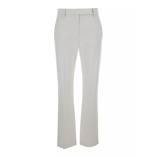 Brunello Cucinelli White Slim Pants With Monile Detail In Stretch Cot White 