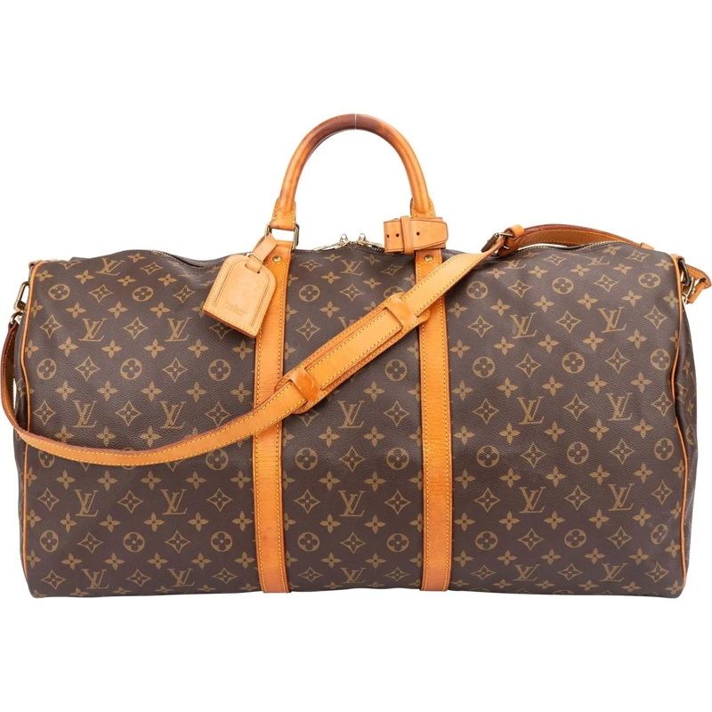 Louis Vuitton Schultertasche Louis Vuitton Canvas Monogram Keepall 60 Bandoulie braun