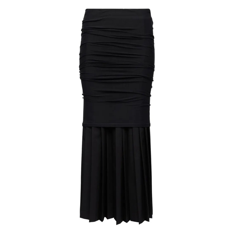 MM6 Maison Margiela Midirok Midi Skirt With Ruching Detail In Nero Black