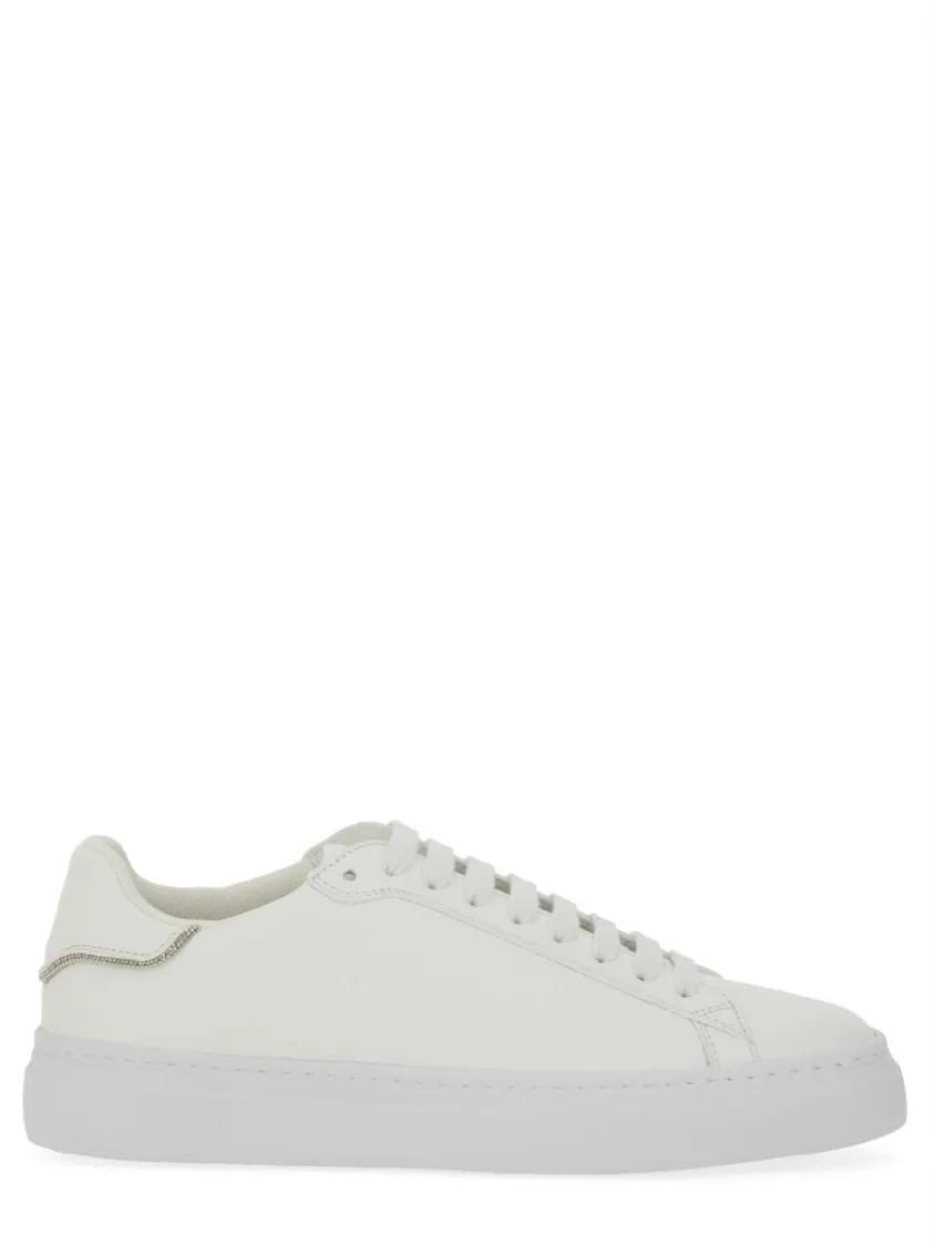 スニーカー Fabiana Filippi White Leather Sneakers With Classic Lace-Up Fabiana Filippi White Leather Sneakers With Classic Lace-Up