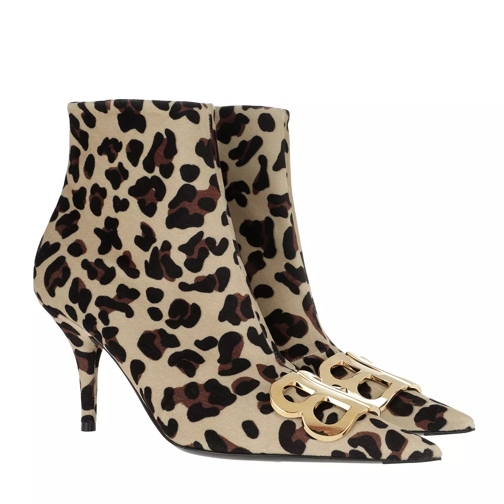 Balenciaga Leopard Print Ankle Boots Leather Beige Enkellaars