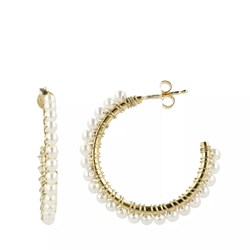 LOTT.gioielli Classic Earring Hoop With Pearls 3cm White/Gold Créole