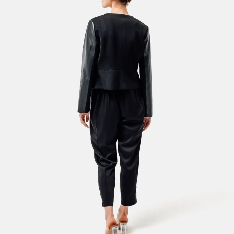 Helene Galwas Blazer Taillierter Kurzblazer LEYLA- Einknöpfiger Kurzb schwarz(Image 3)