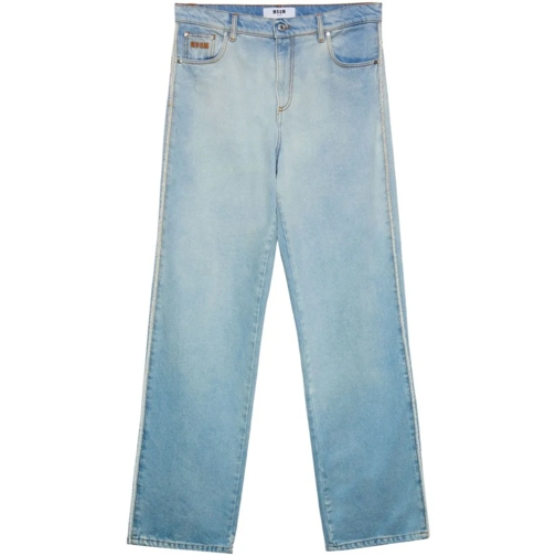 MSGM Jeans Wide-Leg Washed Denim Jeans Blue