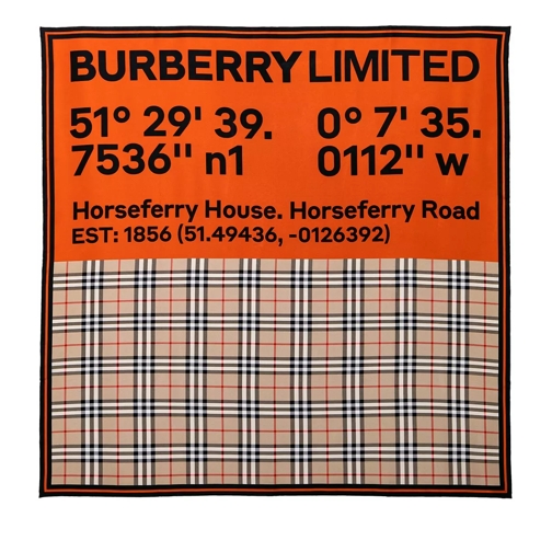 Burberry Printed Scarf Archive Beige/Orange Lichtgewicht Sjaal