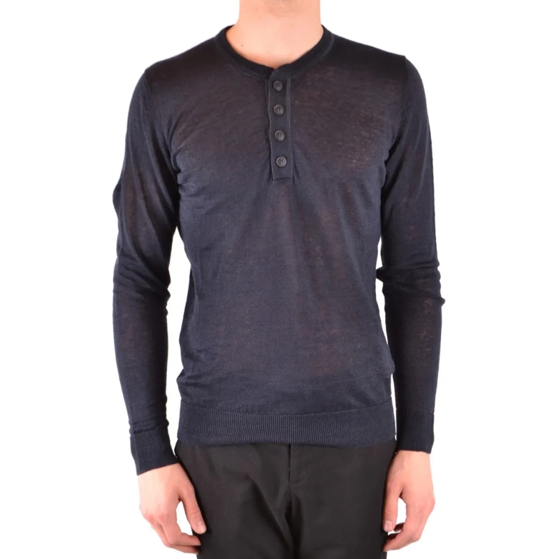 Woolrich Pull Lightweight Linen Sweater With Buttoned Neckline Grey