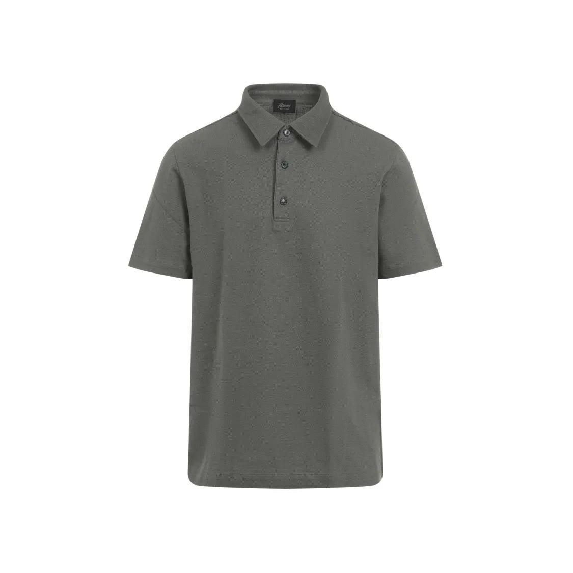 Brioni - Lead Green Cotton Polo - Größe M - grün