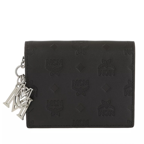 MCM Klara Monogrammed Leather Wallet Mini Black Portafoglio a due tasche