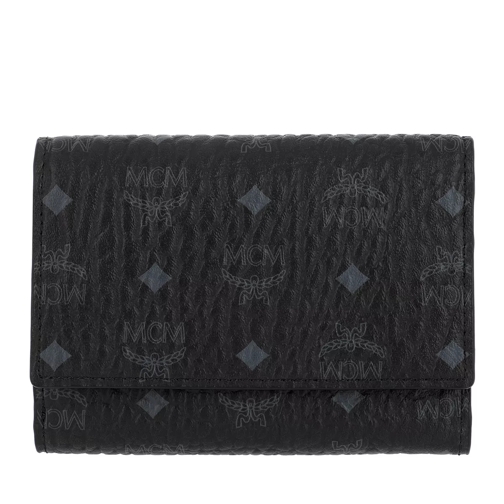 MCM Visetos Original Flap Wallet Tri-Fold Small Black Flap Wallet