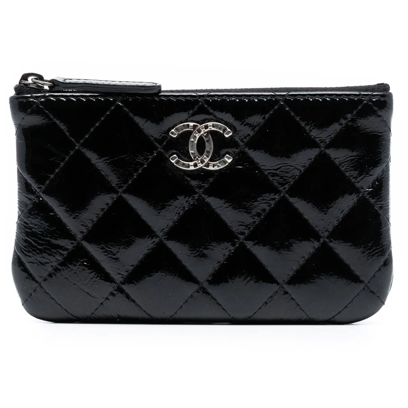 Chanel Nécessaire CC Quilted Patent Pouch schwarz