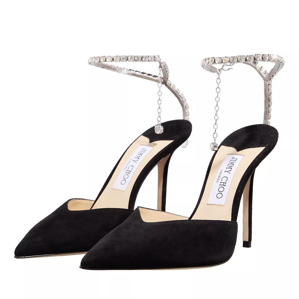 Jimmy Choo Pumps & High Heels - Suede Pointy Pumps With Crystal Chain - Gr. 37 (EU) - in Schwarz - für Damen