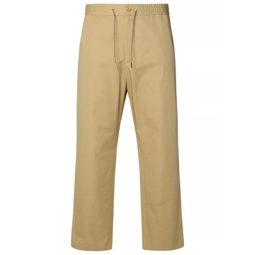 Moncler Beige Cotton Pants Brown 