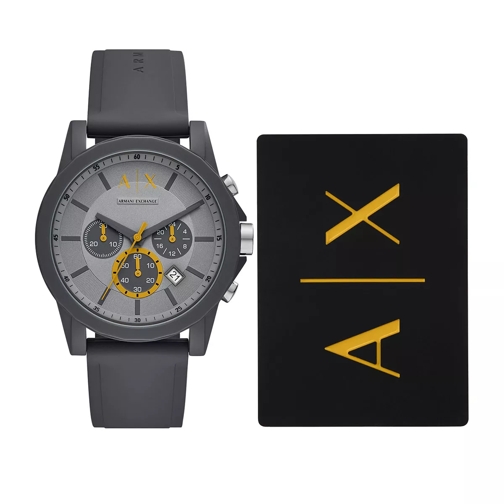 Armani Exchange Silicone Watch and Cardholder Gift Set Grey Multifunktionsuhr