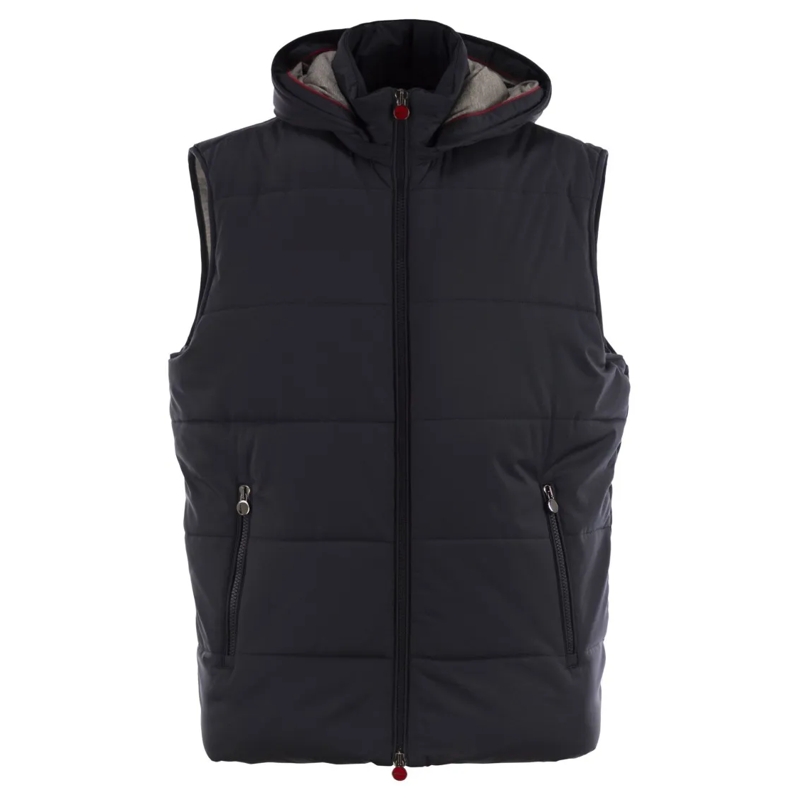 Kiton Doudoune Hooded Sleeveless Jacket Blue
