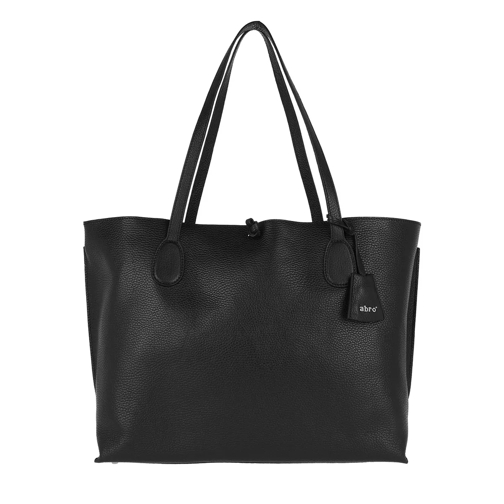 Abro Adria Double Leather Handbag Black/Nickel Shopping Bag