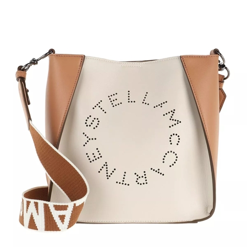 Stella McCartney Mini Crossbody Bicolor Eco Soft Alt Nappa Logo Pure White/Camel Cross body-väskor