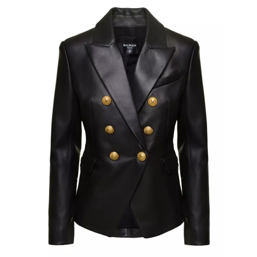 Balmain Black Double-Breasted Jacket With Gold-Colored Bra Black 