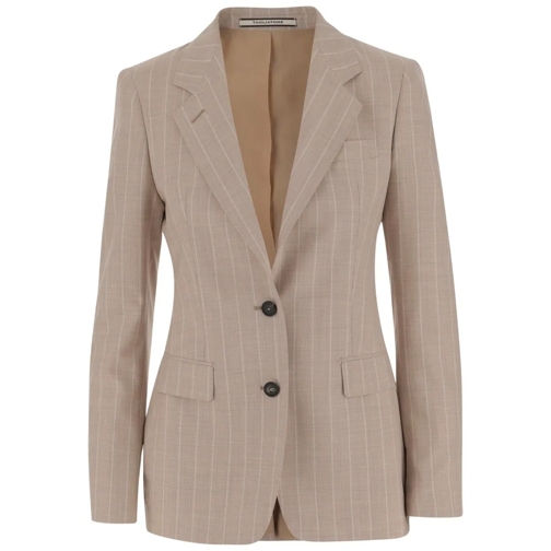 Tagliatore Blazer Wool And Silk Single-Breasted Jacket Neutrals