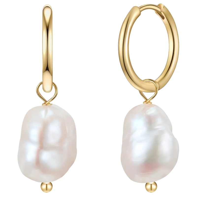 Glanzstücke München Ohrhänger Sterling Silber Creolen Süßwasser-Zuchtperle gold