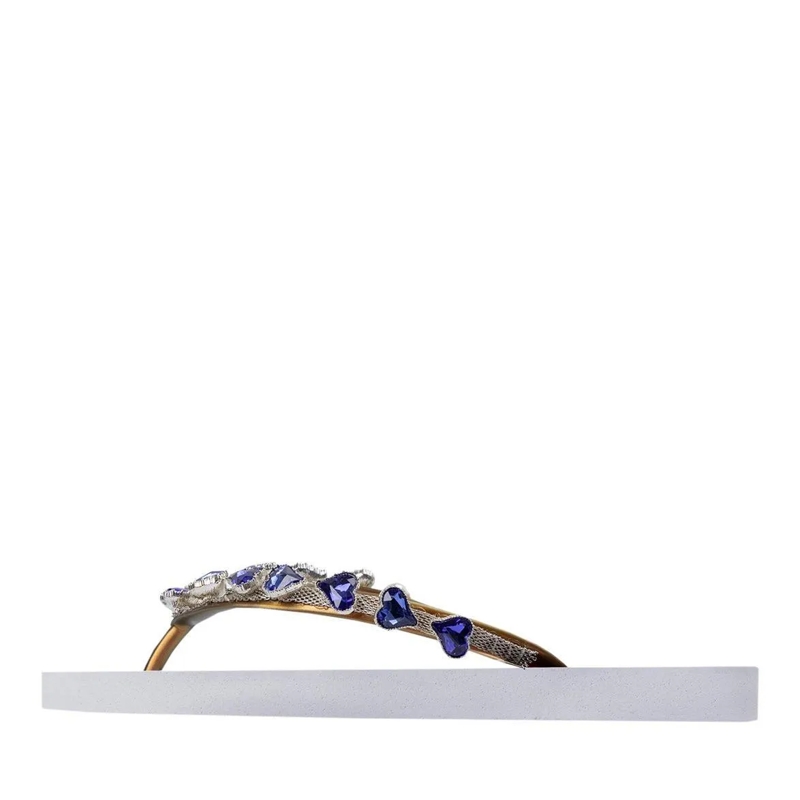 UZURII Flip Flops Zehentrenner Heart Blue weiss