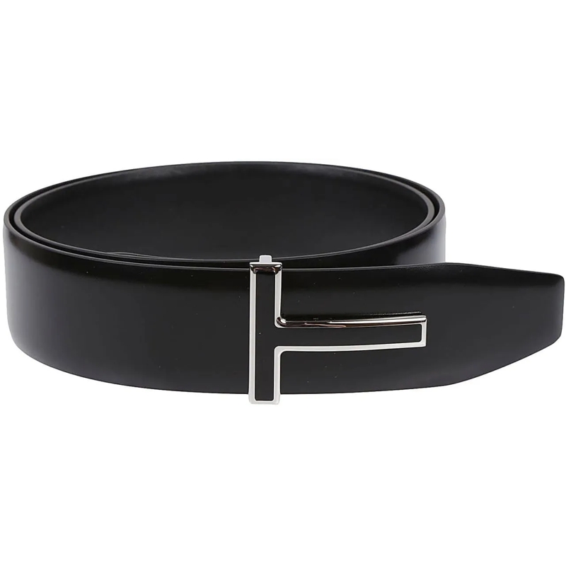 Tom Ford Ceinture en cuir T Reversible Belt Black schwarz