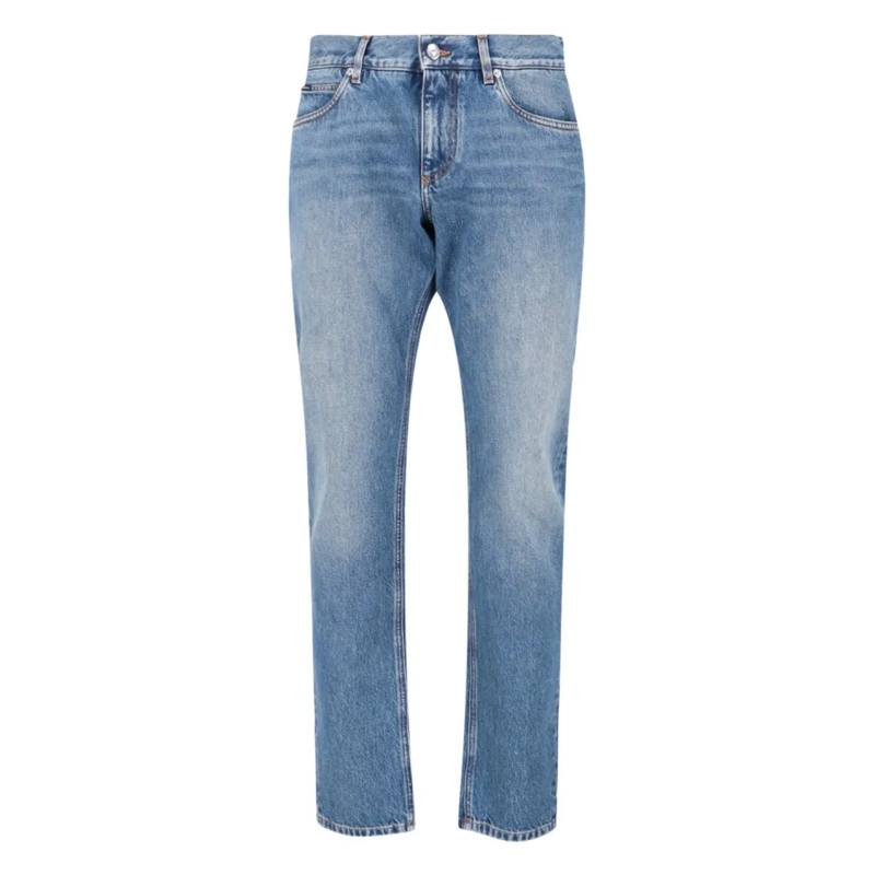 Dolce&Gabbana Jeans Medium Blue Straight-Leg Jeans With Subtle Fading Blue