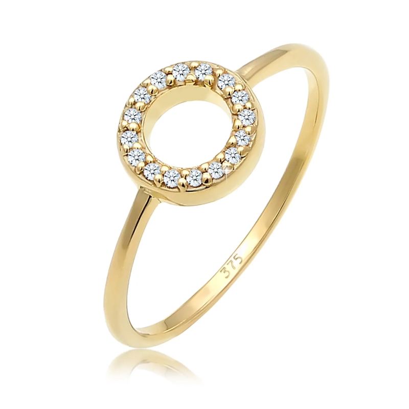 Elli Diamantring Ring Kreis Geo Diamant Verlobung 0.08 ct. 375 Gelb gold