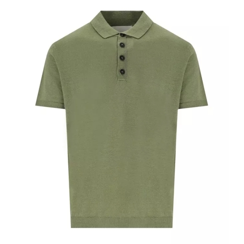 Amaranto Military Green Linen Polo Shirt Neutrals 