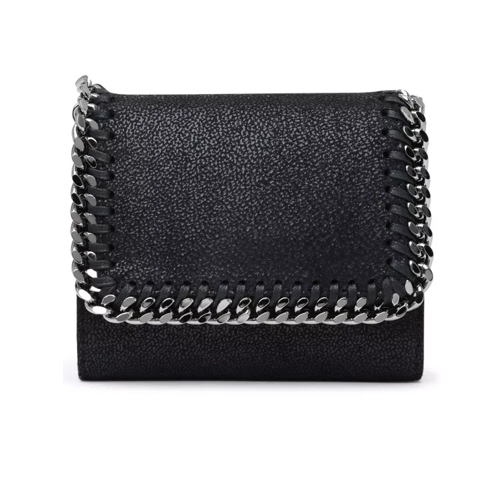 Stella McCartney Black Polyester Small Falabella Wallet Black Portemonnaie mit Überschlag