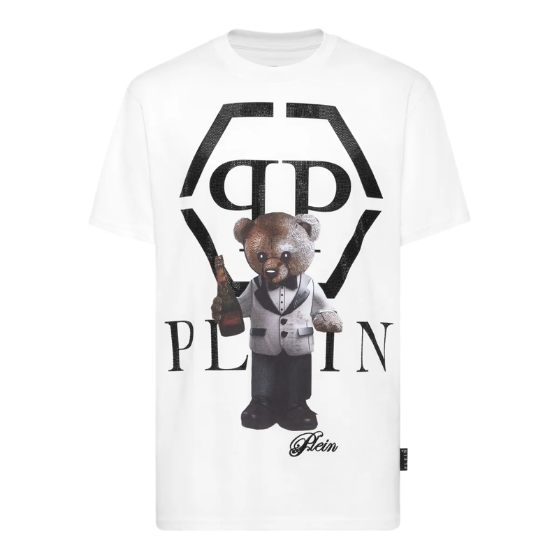 Philipp Plein T-Shirt T-Shirt Rundhalsausschnitt Ss Teddy weiss