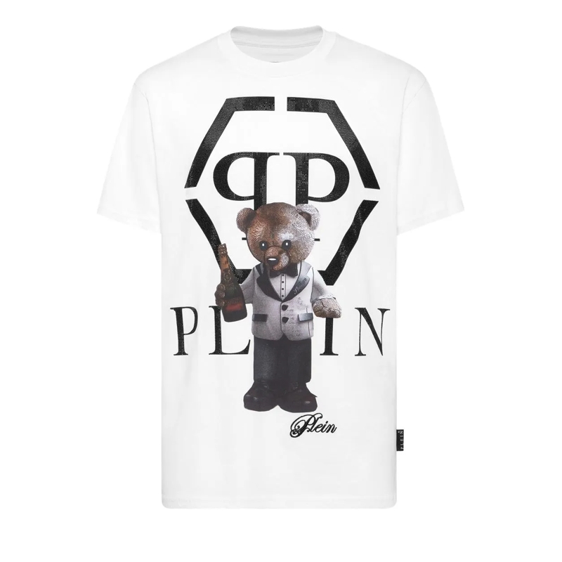 Philipp Plein T-Shirt T-Shirt Rundhalsausschnitt Ss Teddy weiss