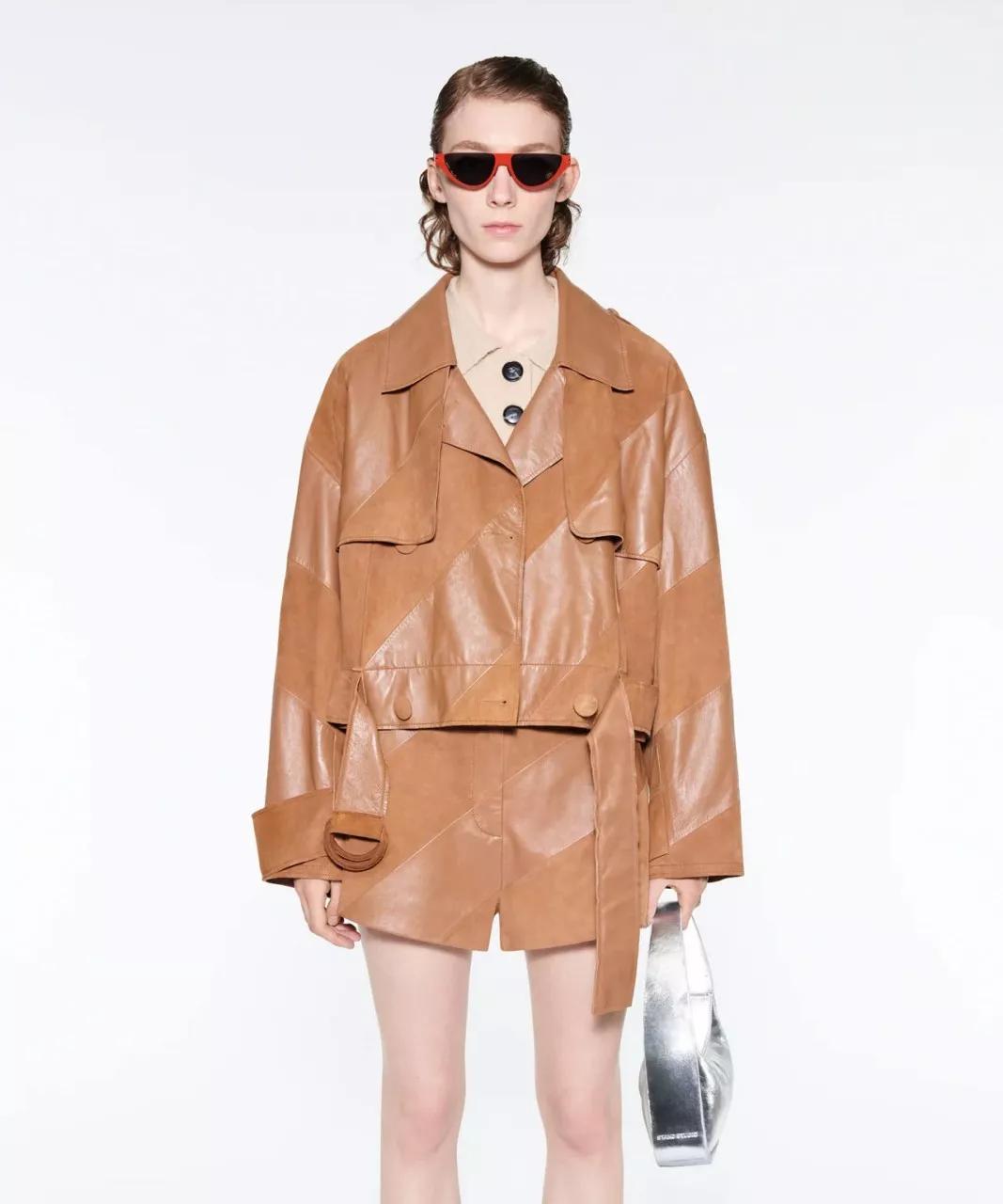 Thumbnail - Stand Studio - STAND STUDIO Lederjacke mit Trenchcoatdetails - Größe 34 - multi