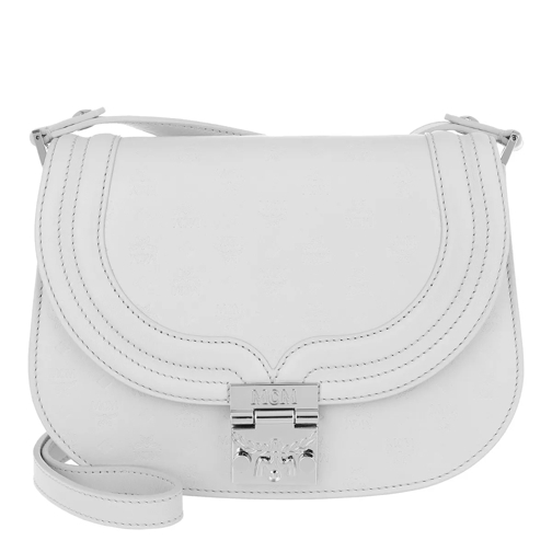 MCM Trisha Monogrammed Leather Small Shoulder Bag Dove Crossbody Bag
