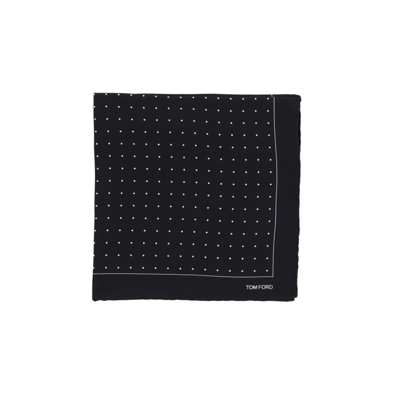 Tom Ford Écharpe légère Polka Dot Pocket Square – Black Black