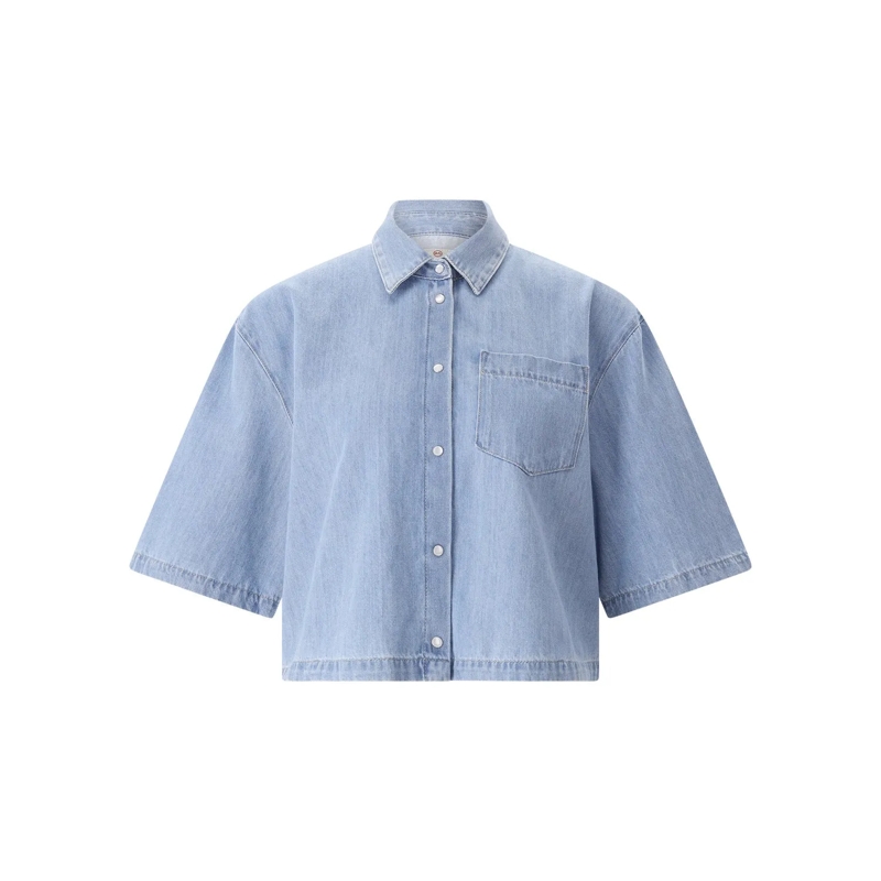 Adriano Goldschmied Bluse Hemdbluse Kodiak aus Denim blau