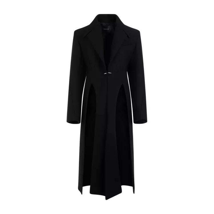 Mugler - Black Wool Coat - Größe 34 - black