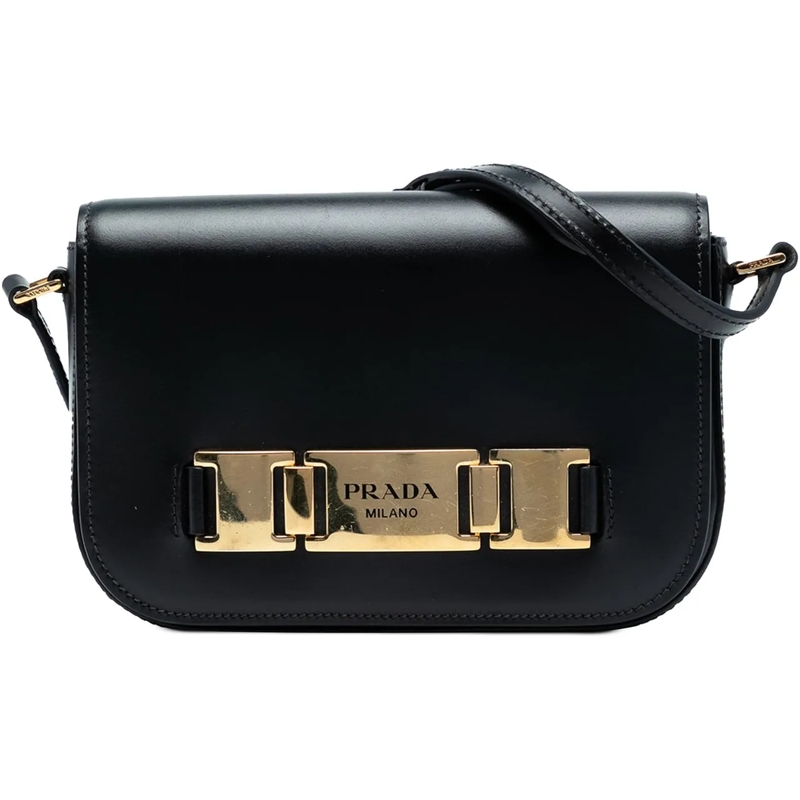 Prada Sac à bandoulière City Calf Flap Crossbody schwarz