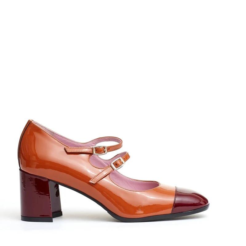 Carel Paris Pumps Pump Belt Camel And Bordeaux Pink
