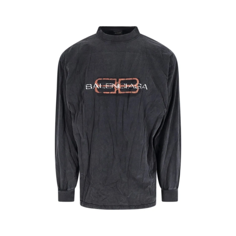 Balenciaga Langärmeliges Oberteil Classic Black T-Shirt With Round Neckline And Shor Black