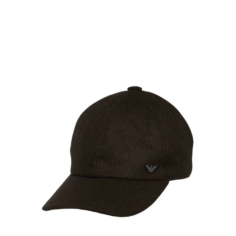 Emporio Armani Hoed Dark Brown Wool Blend Felt Baseball Cap Black
