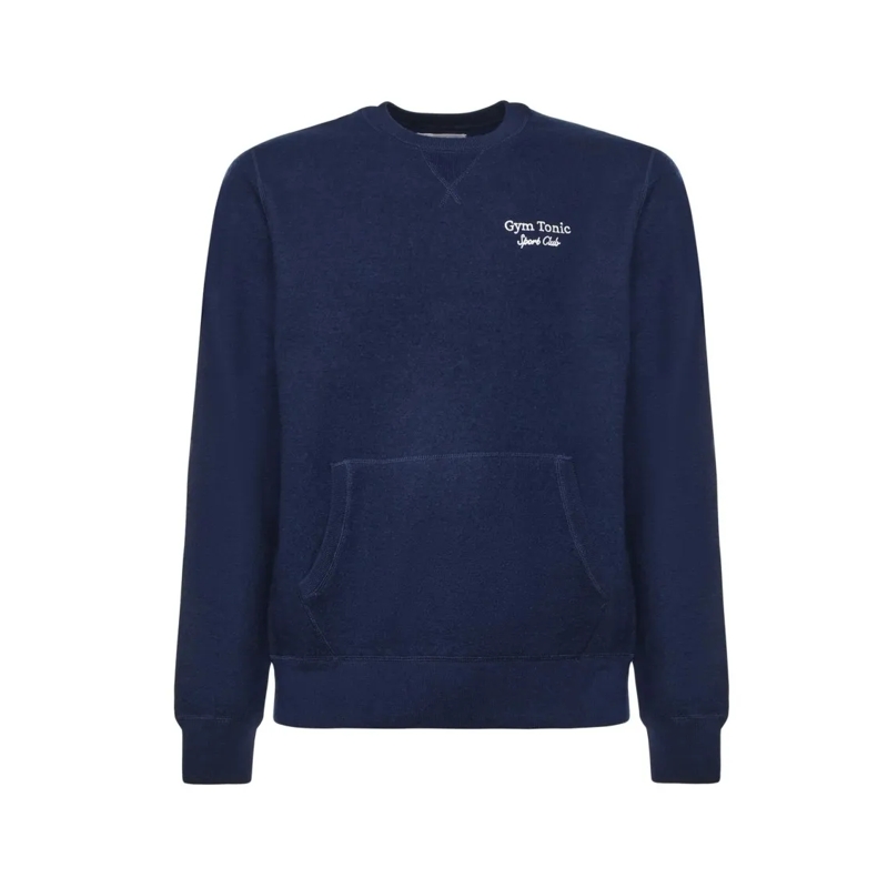 Mc2 Saint Barth  Deep Blue Sweatshirt With Classic Crew Neck Blue