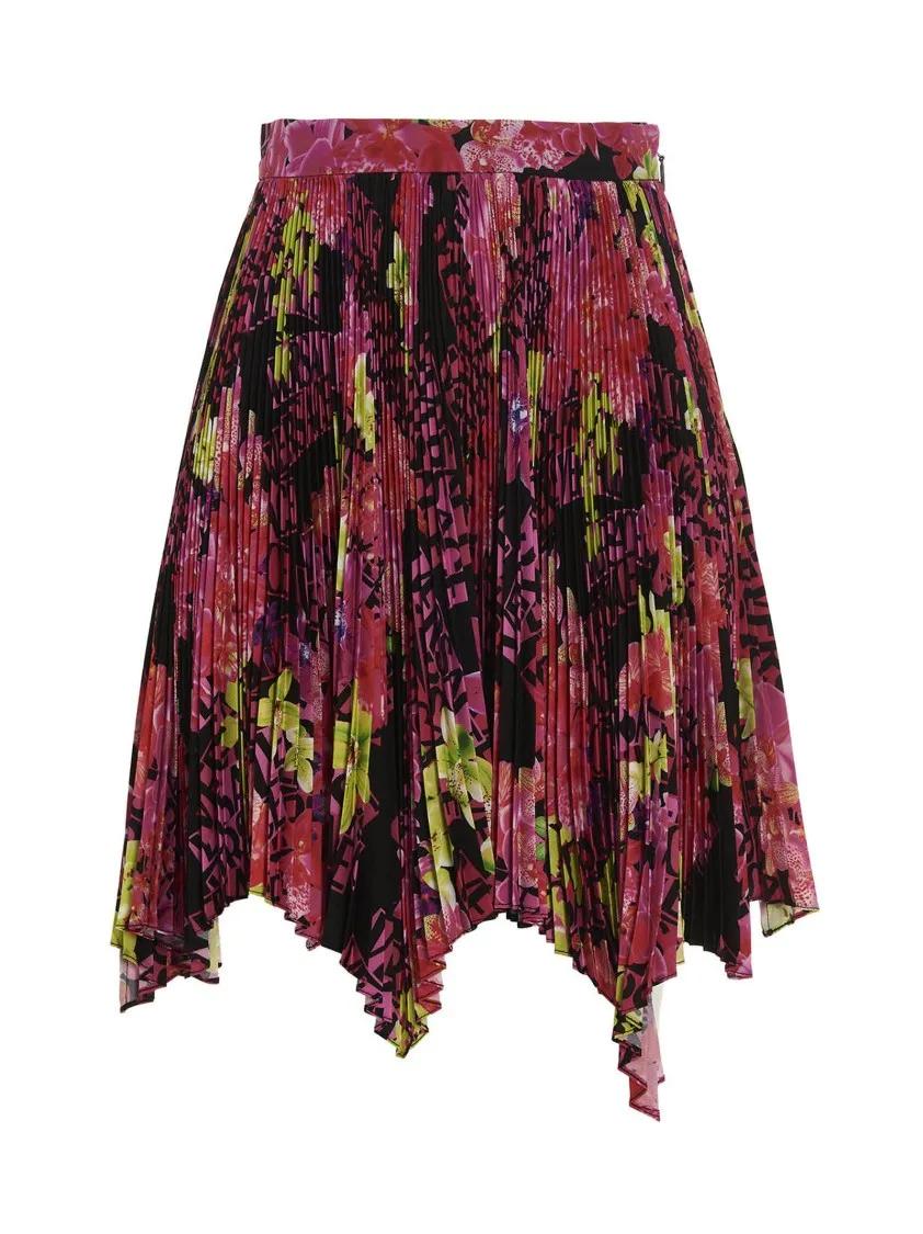 Thumbnail - Versace - Floral Print Crêpe De Chine Silk Skirt - Größe 38 - bunt