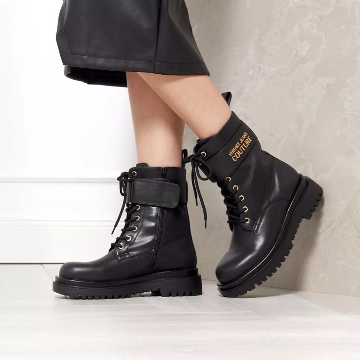 Versace Jeans Couture Boots Black Laarzen met vetersluiting