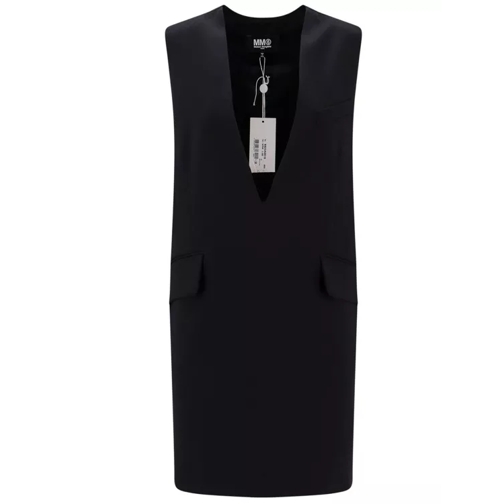 MM6 Maison Margiela Virgin Wool Blend Mini Dress Black Robes