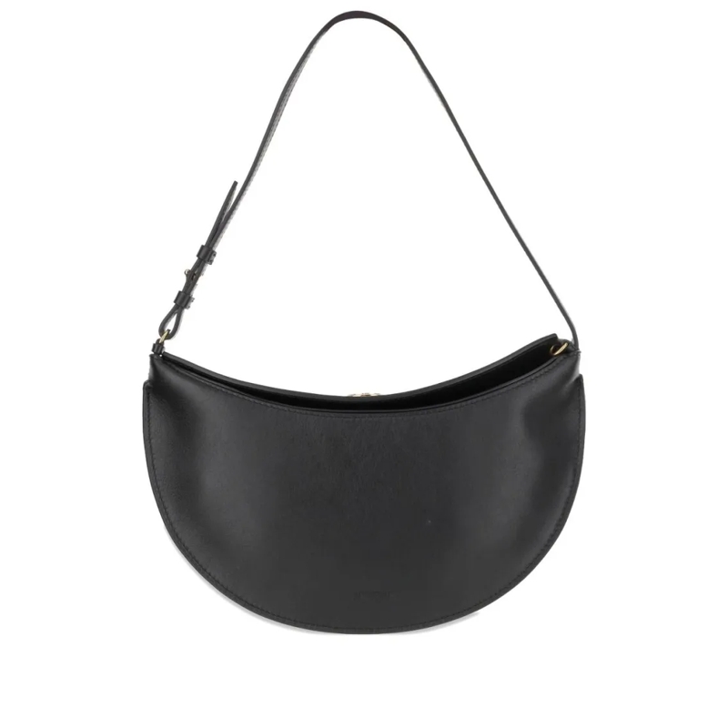 Jacquemus Schultertasche Half-Moon Shape Calfskin Leather Bag Black