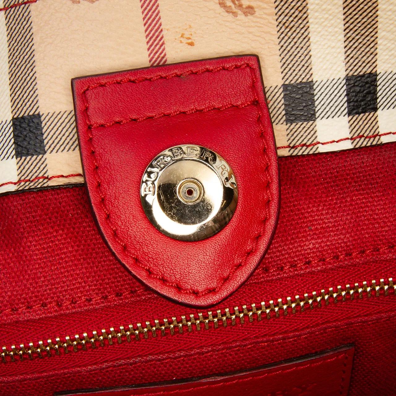 Thumbnail - Burberry Shopper - Small Leather Trimmed Haymarket Check Coated Canva - Gr. unisize - in Braun - für Damen
