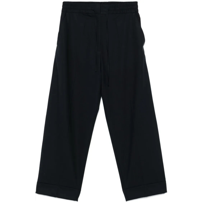 P.A.R.O.S.H.  Navy Blue Relaxed Fit Pants With Concealed Fasteni Black