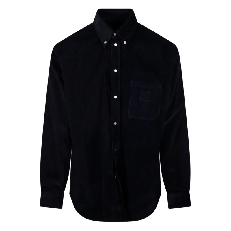 Fendi Overhemd Long-Sleeved Cotton Button-Down Shirt With Velvety Black