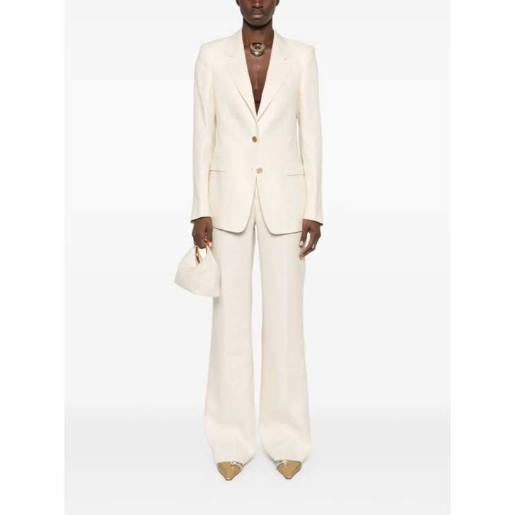 セットアップ Tagliatore Ecru Linen Tailored Suit With Wide-Leg Trousers Tagliatore Ecru Linen Tailored Suit With Wide-Leg Trousers