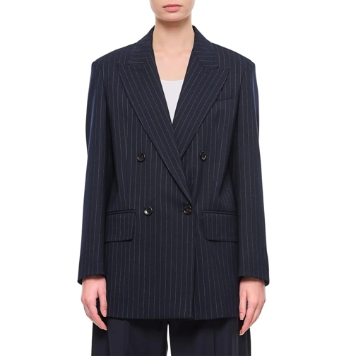 Max Mara Blazer Albany Double Breasted Pinstripes Jacket Black